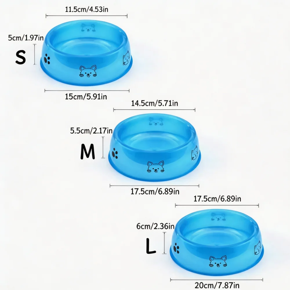 Non-Slip Cartoon Cat & Paw Print Pet Food Bowl