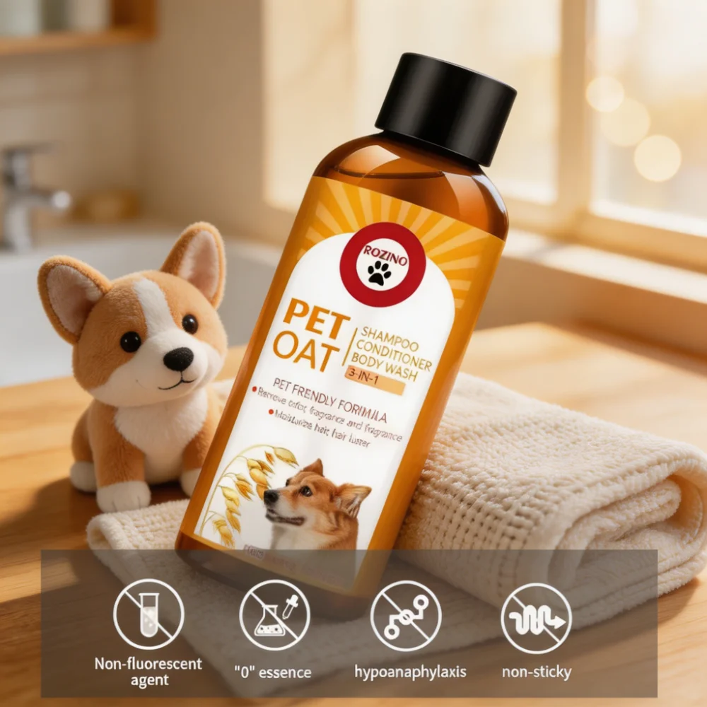 ROZINO 3-in-1 Pet Oat Shampoo Conditioner & Body Wash