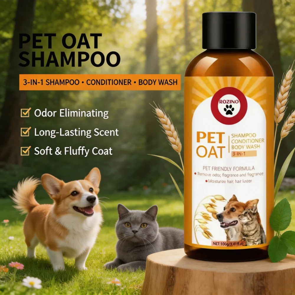 ROZINO 3-in-1 Pet Oat Shampoo Conditioner & Body Wash
