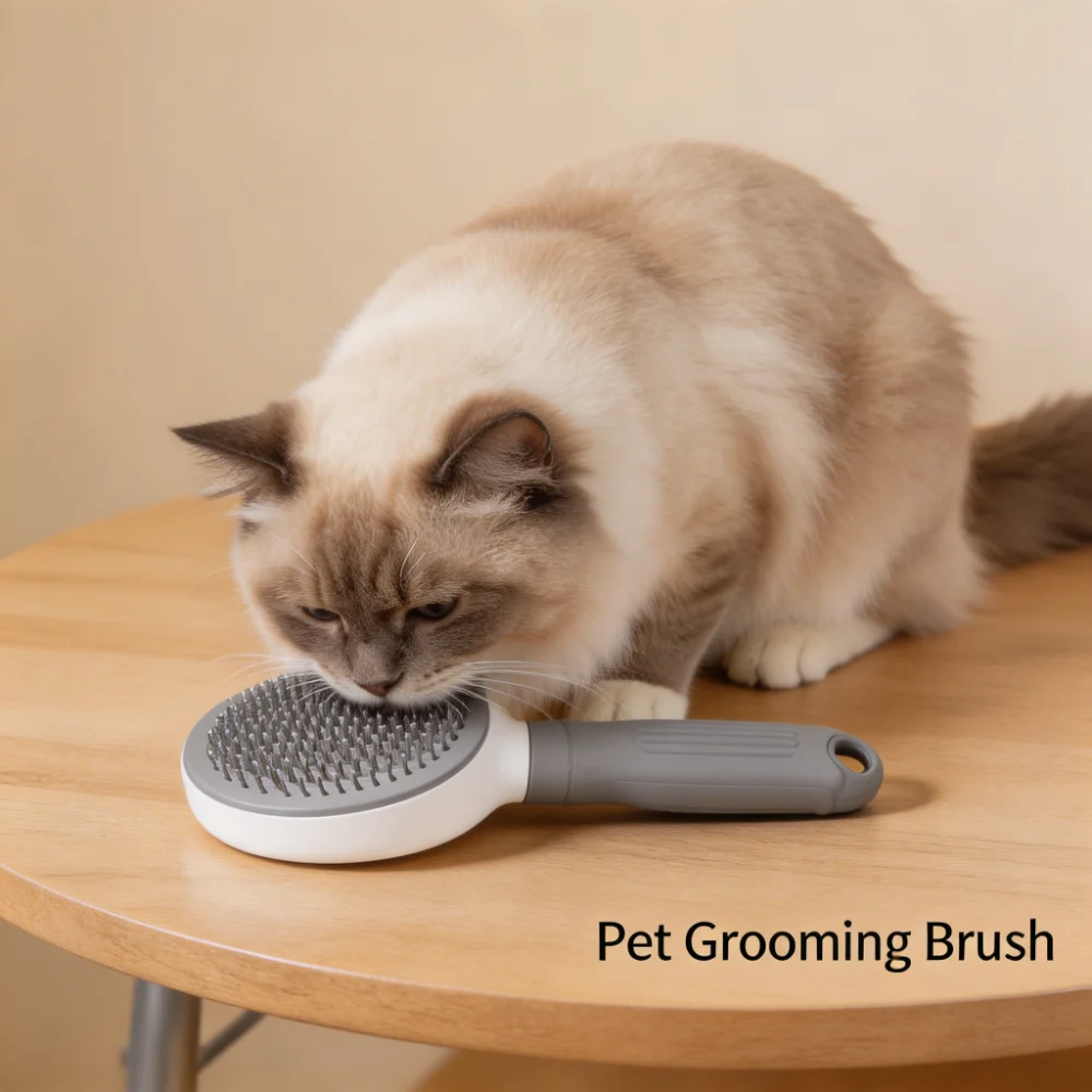 Self-Cleaning Pet Slicker Brush with One-Press Hair Removal