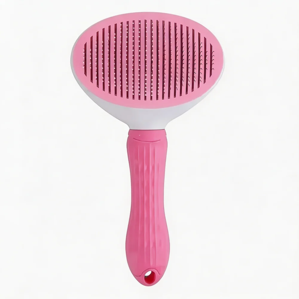Self-Cleaning Pet Slicker Brush with One-Press Hair Removal