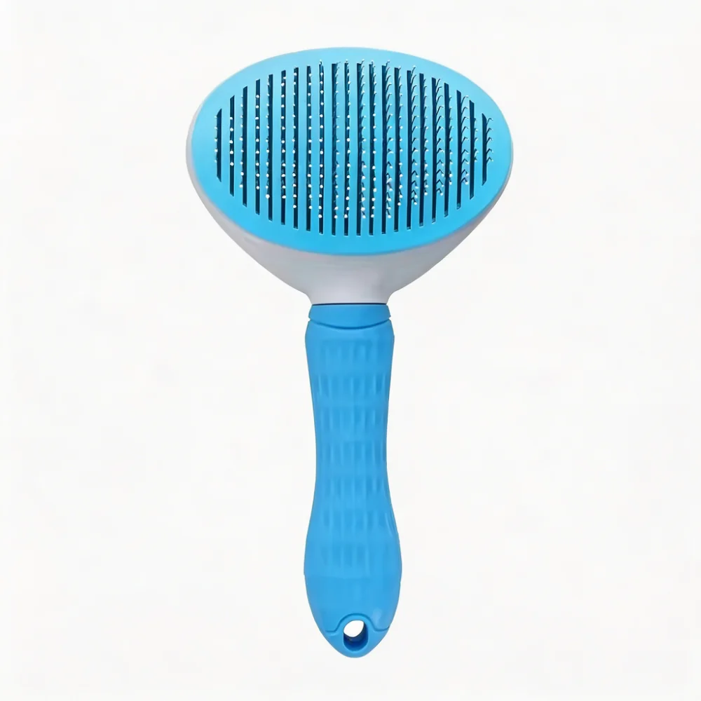Self-Cleaning Pet Slicker Brush with One-Press Hair Removal