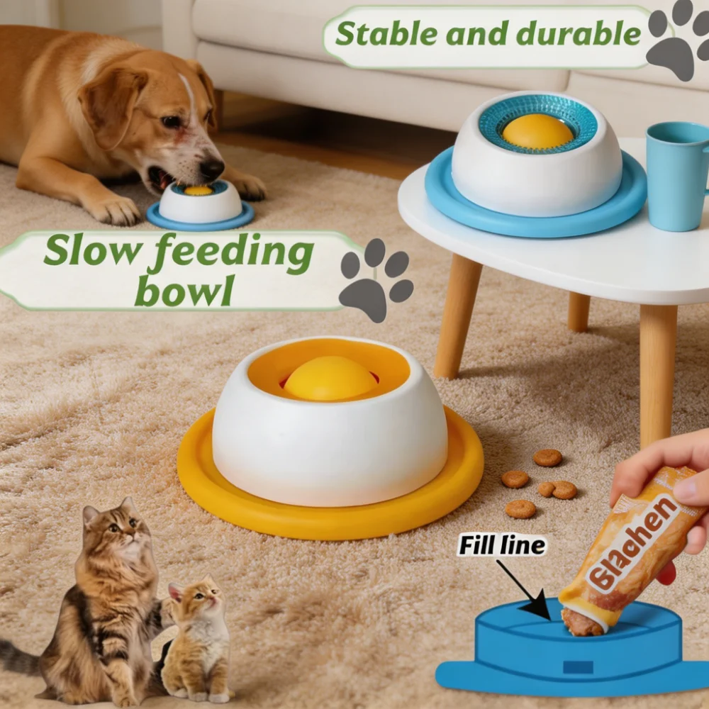 Slow Feeder Pet Bowl & Lick Mat