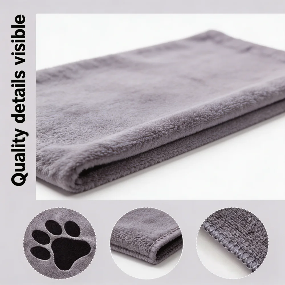 Super Absorbent Quick-Dry Bath Towel with Paw Print