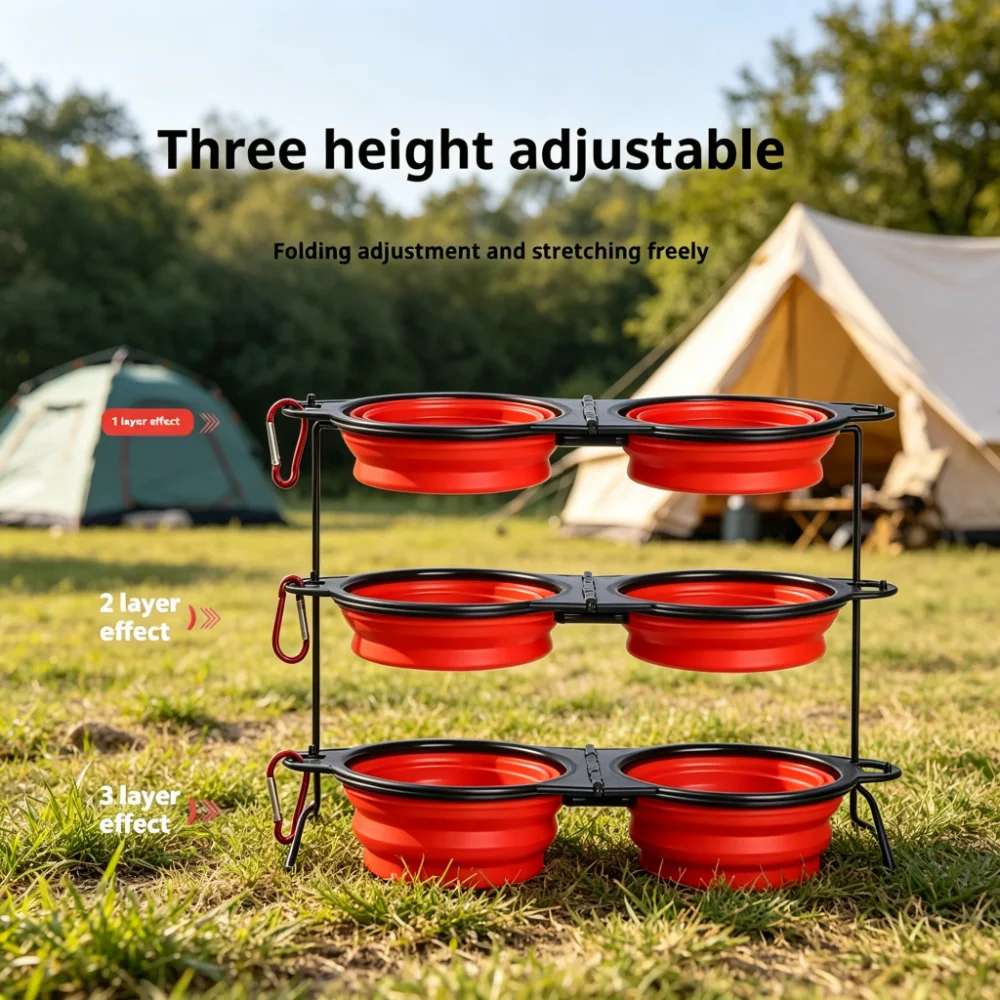 Collapsible Pet Travel Bowl with Carabiner Clip