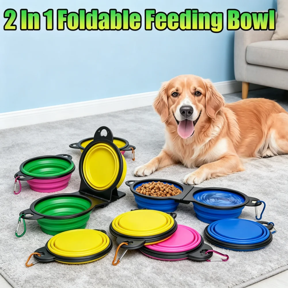 Collapsible Pet Travel Bowl with Carabiner Clip