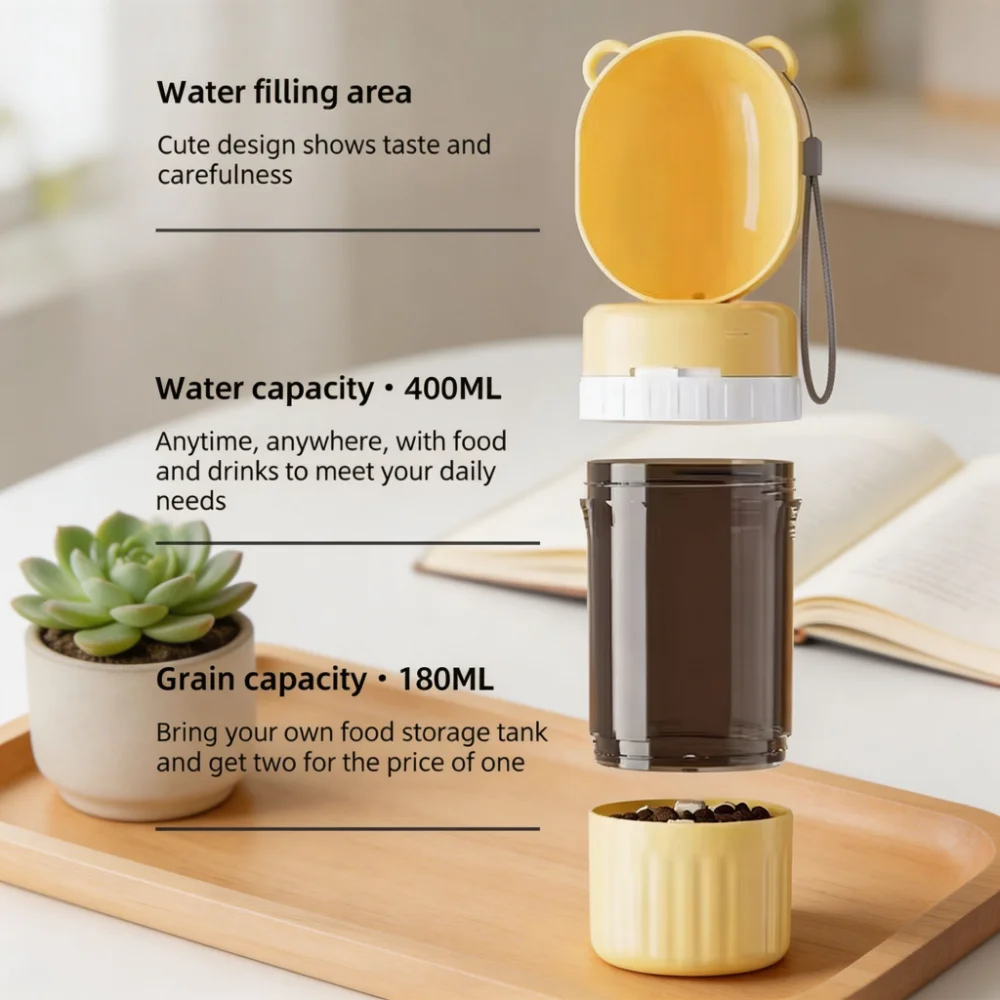 2-in-1 Portable Pet Water Bottle and Food Container