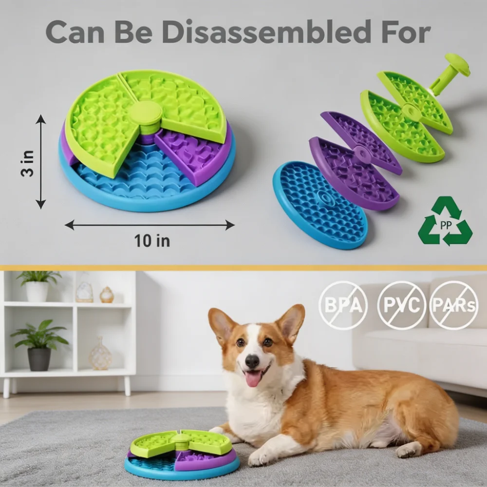 2-in-1 Rotating Slow Feeder Bowl & Lick Mat Combo