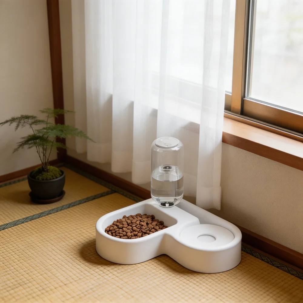 500ml 2-in-1 Gravity Auto-Refill Pet Water and Food Bowl