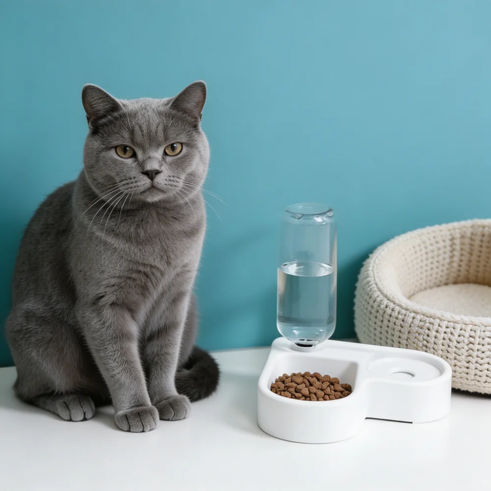 500ml 2-in-1 Gravity Auto-Refill Pet Water and Food Bowl