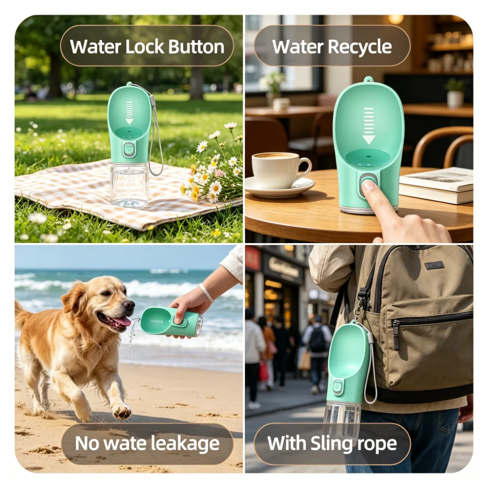 Portable Pet Water Bottle with Wide Drinking Trough