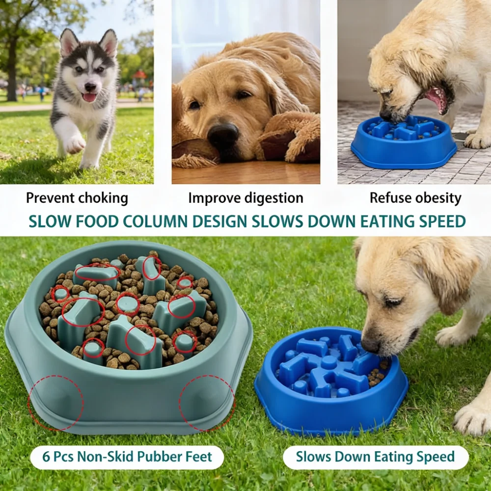 Bone-Shaped Slow Feeder Dog Bowl