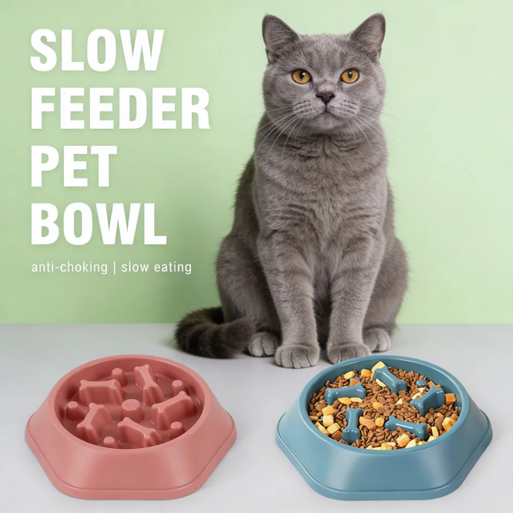 Bone-Shaped Slow Feeder Dog Bowl