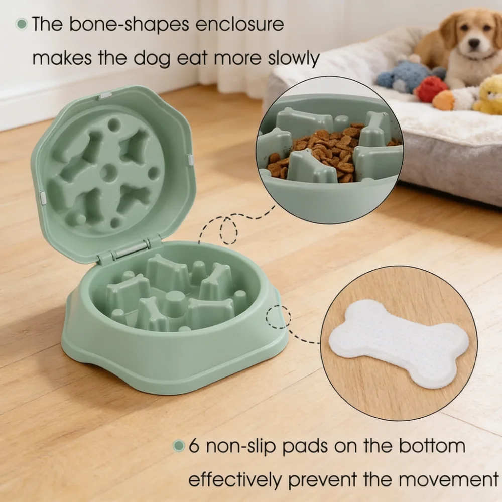 Bone-Shaped Slow Feeder Dog Bowl