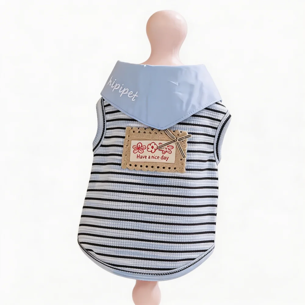 British Style Striped Pet Vest with Detachable Bandana