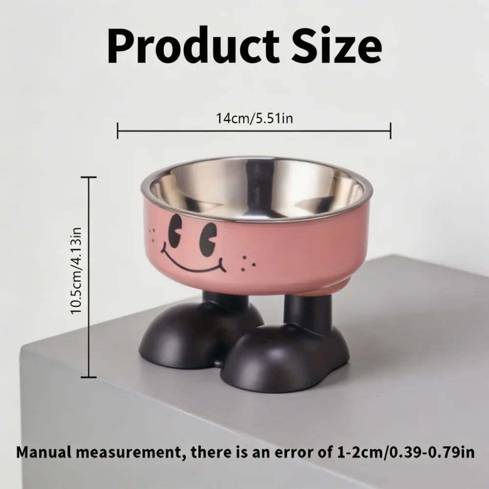 Cartoon Paw Raised Pet Bowl with Stainless Steel Inner Bowl