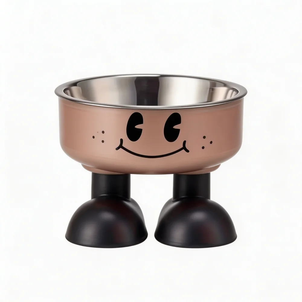 Cartoon Paw Raised Pet Bowl with Stainless Steel Inner Bowl