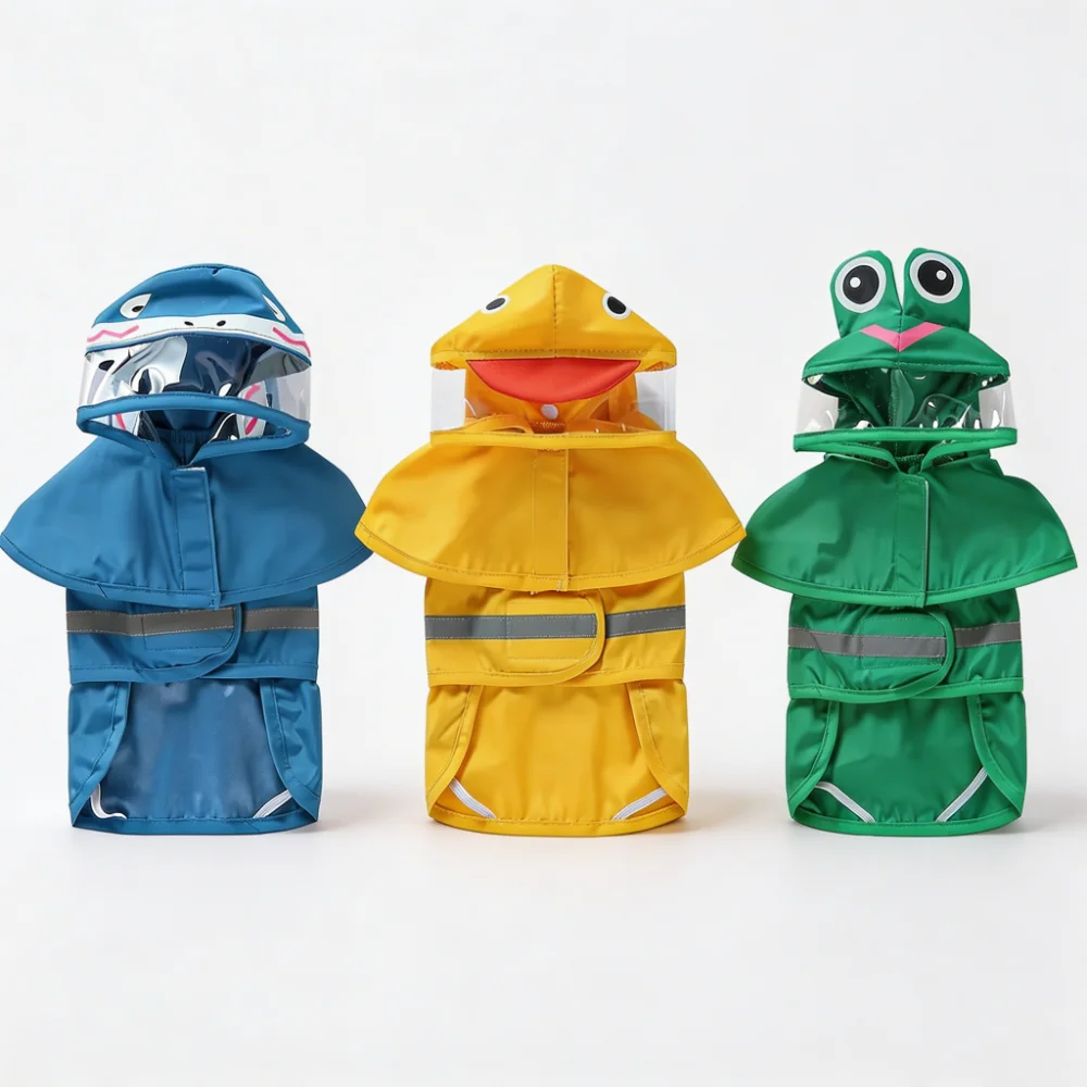 Cartoon Pet Raincoat with Transparent Brim Hood