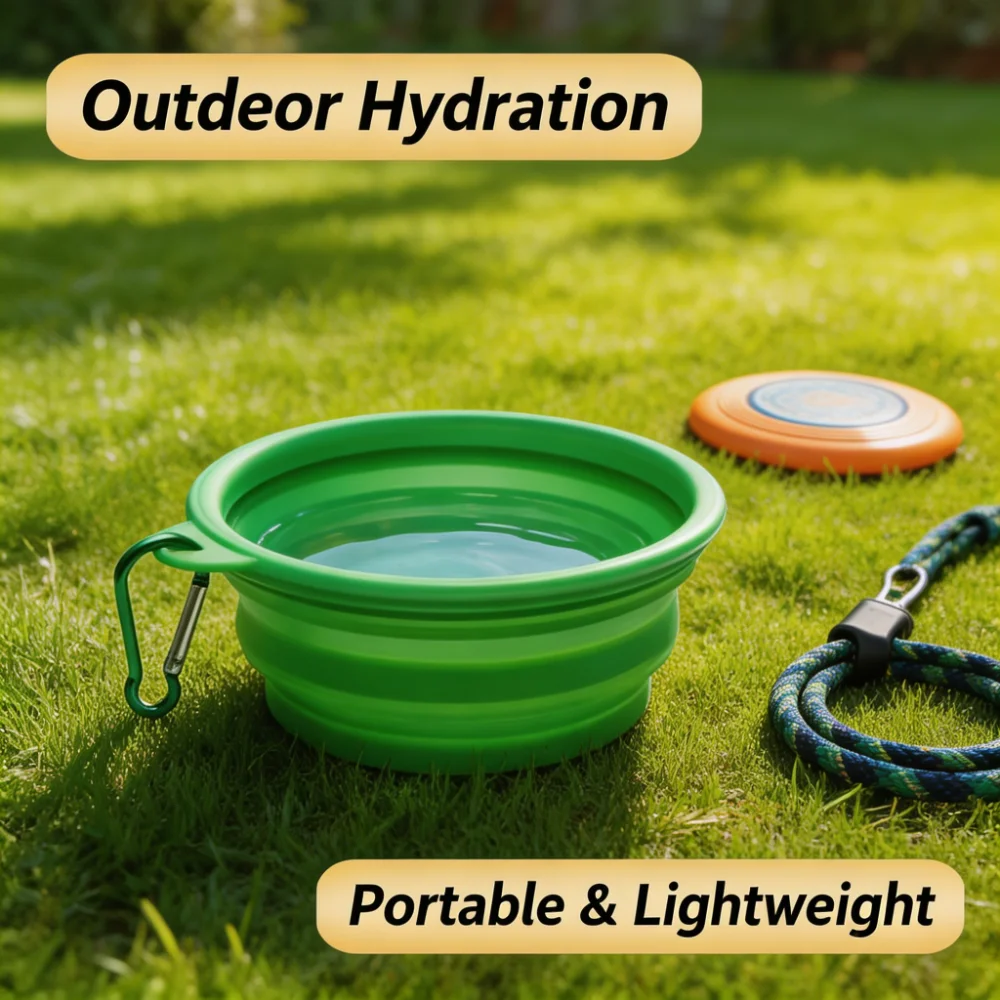 350ml Christmas Edition Collapsible Silicone Pet Bowl with Aluminum Carabiner