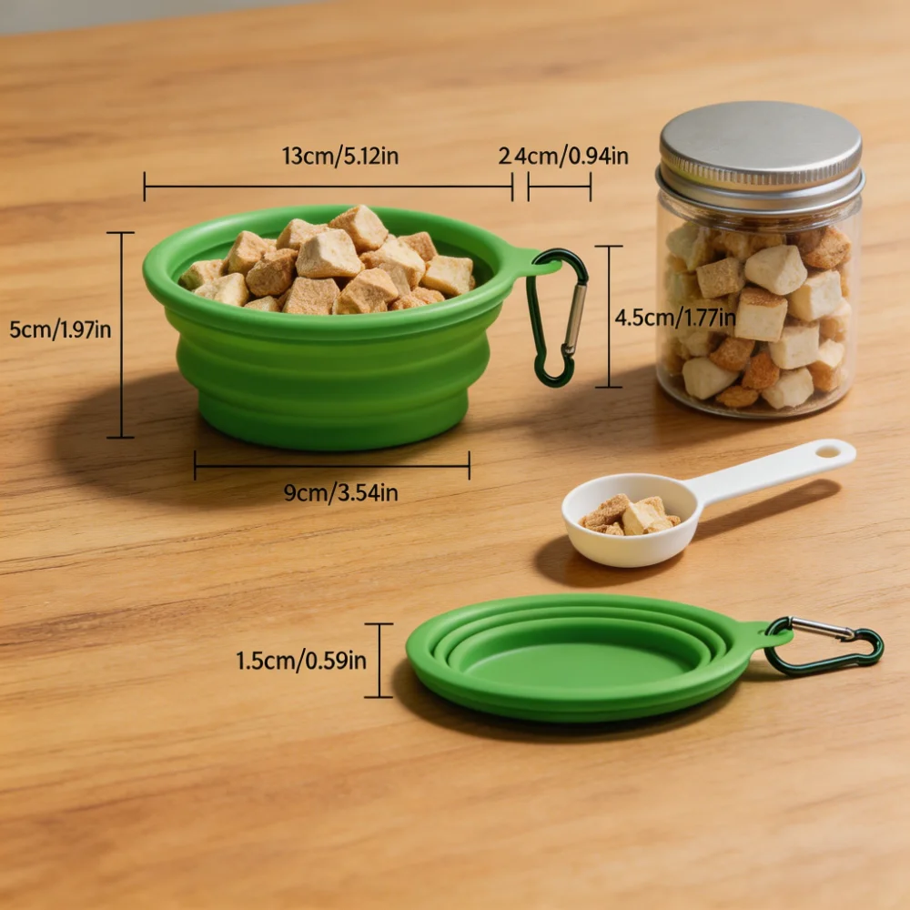 350ml Christmas Edition Collapsible Silicone Pet Bowl with Aluminum Carabiner