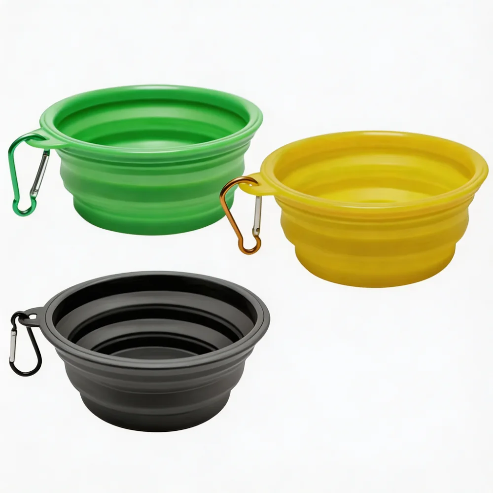 350ml Christmas Edition Collapsible Silicone Pet Bowl with Aluminum Carabiner