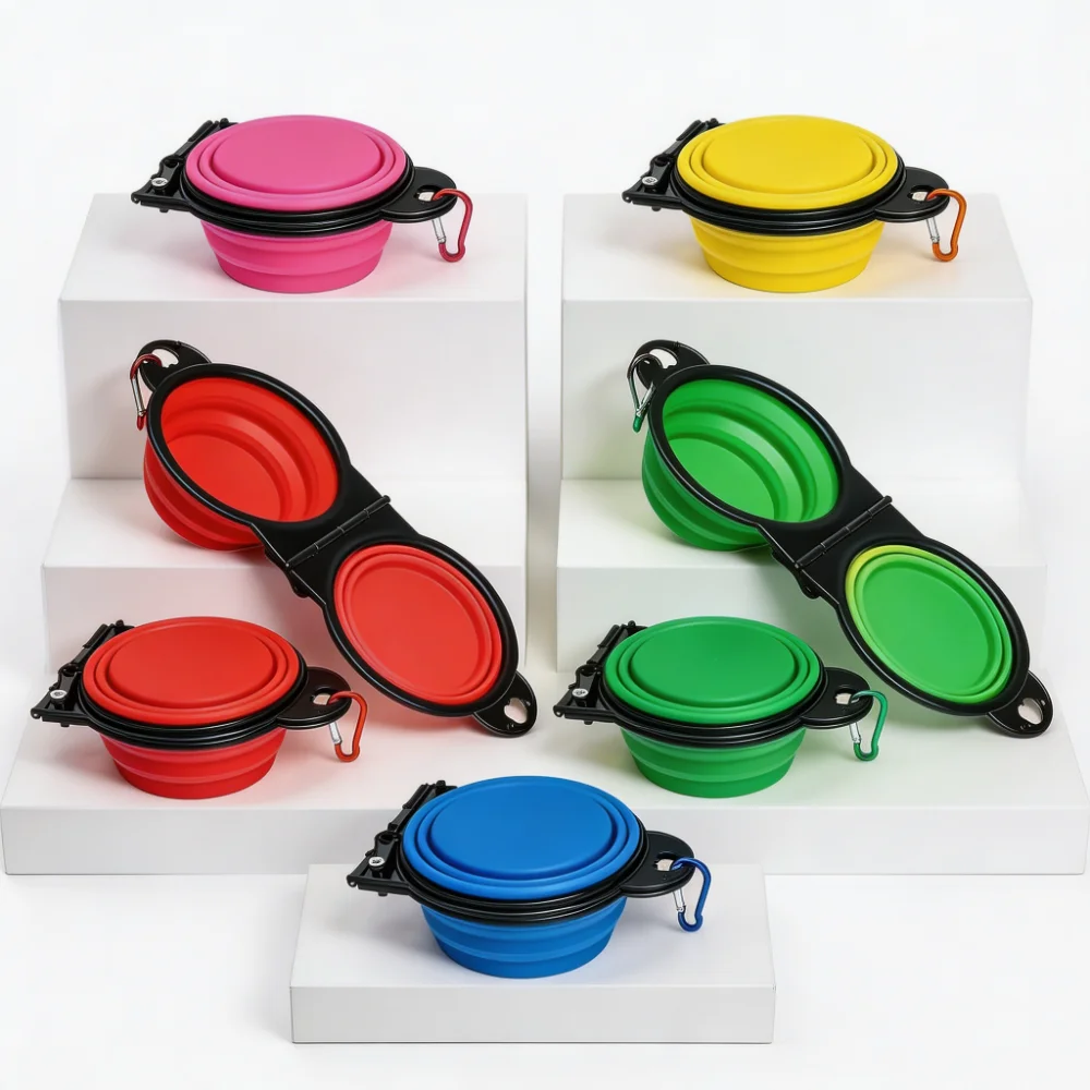 Collapsible Pet Travel Bowl with Carabiner Clip