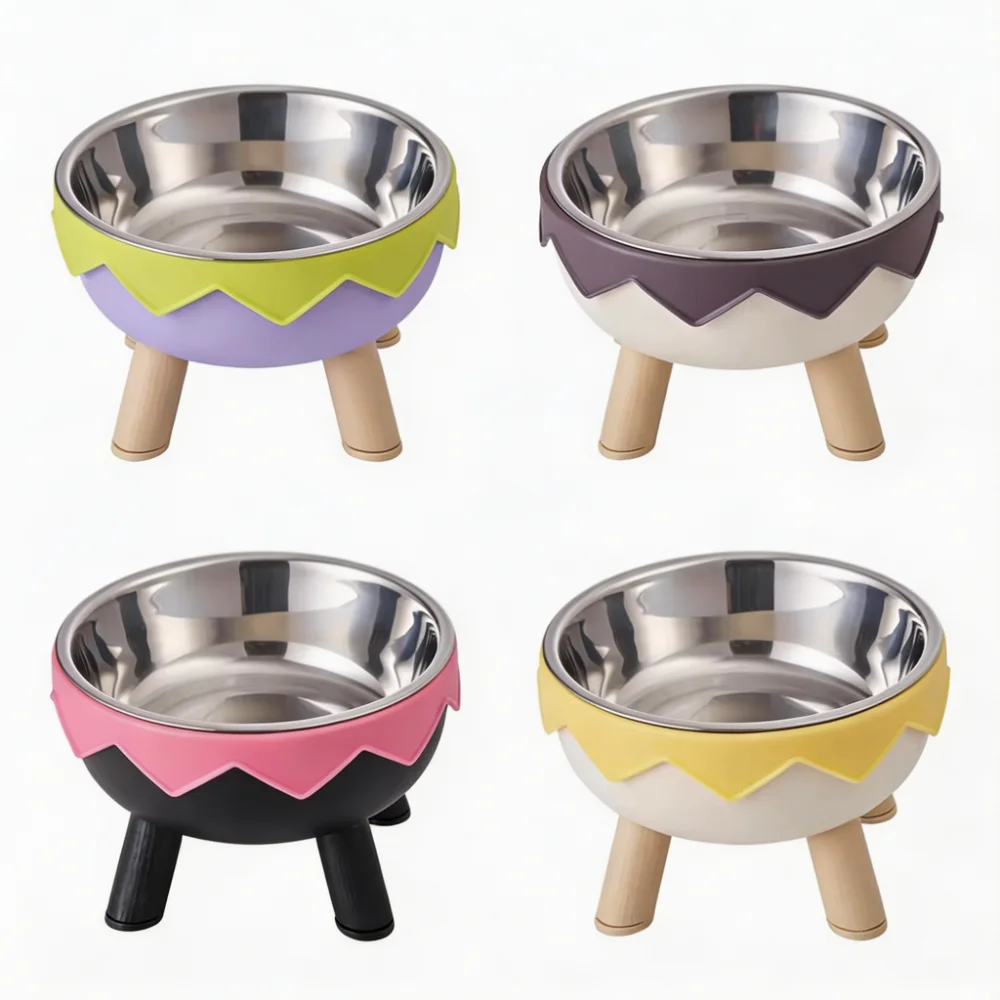 Crown Shaped Elevated Pet Bowl with Removable stainless steel Inner Bowl