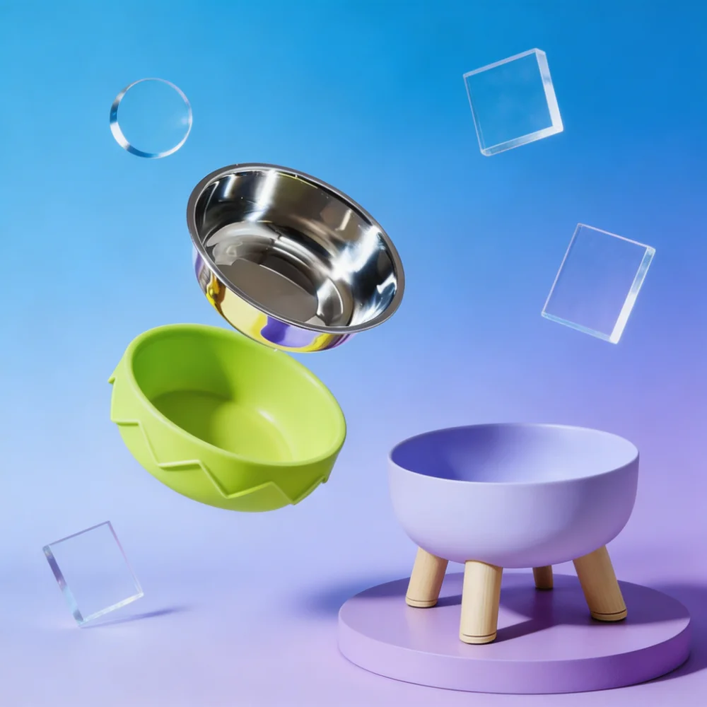 Crown Shaped Elevated Pet Bowl with Removable stainless steel Inner Bowl