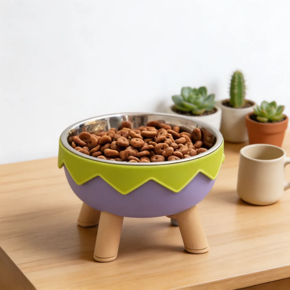 Crown Shaped Elevated Pet Bowl with Removable stainless steel Inner Bowl