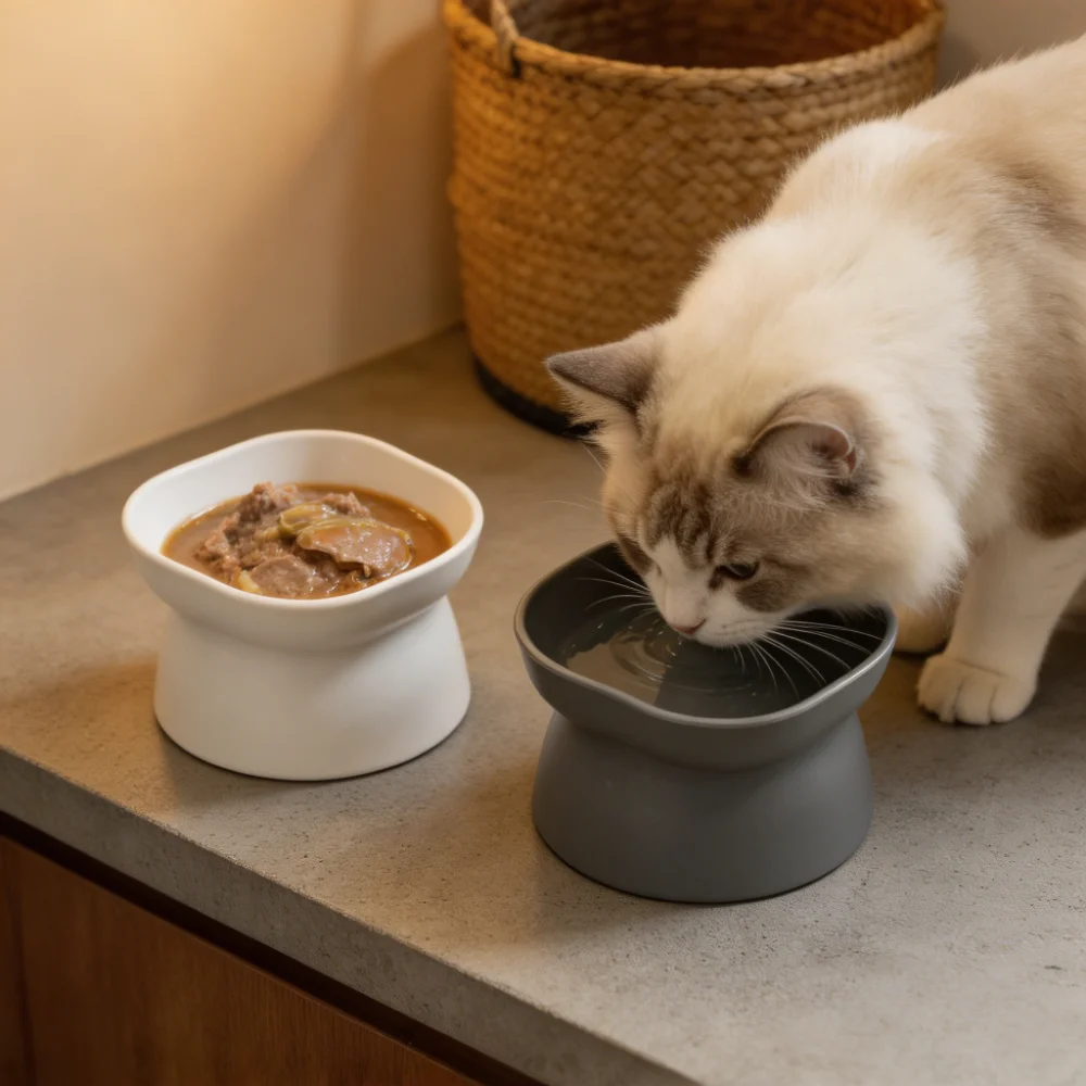 Double-Sided Pet Bowl with 15° Tilted Design
