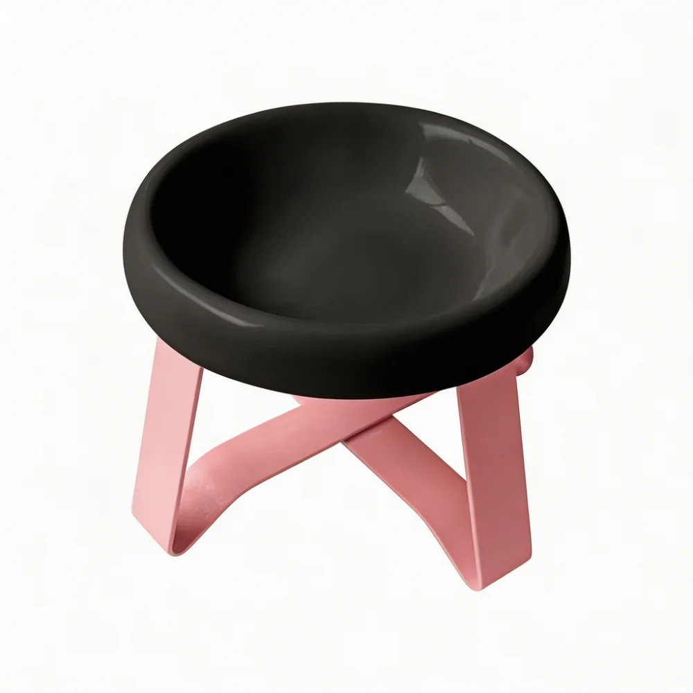 Elevated Ceramic Pet Bowl with Metal Stand Nordic Style Raised Cat Dog Feeder