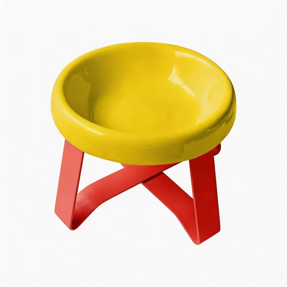 Elevated Ceramic Pet Bowl with Metal Stand Nordic Style Raised Cat Dog Feeder