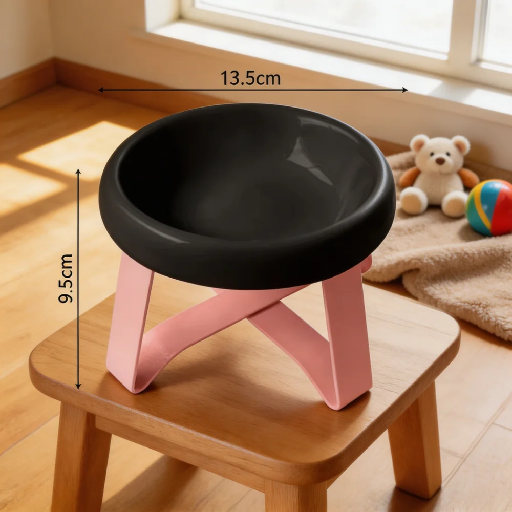Elevated Ceramic Pet Bowl with Metal Stand Nordic Style Raised Cat Dog Feeder