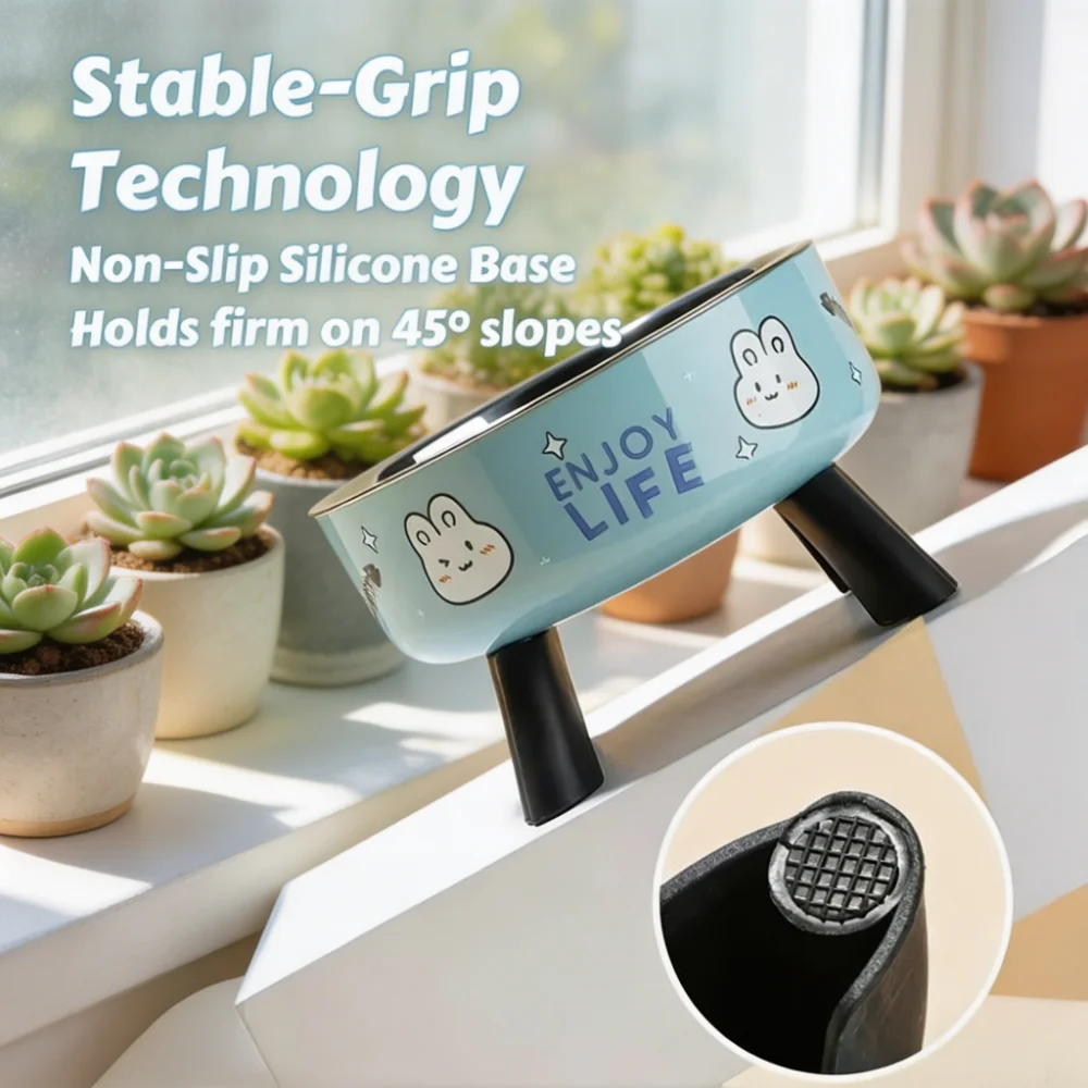 Elevated Stainless Steel Pet Bowl with Anti-Slip Base
