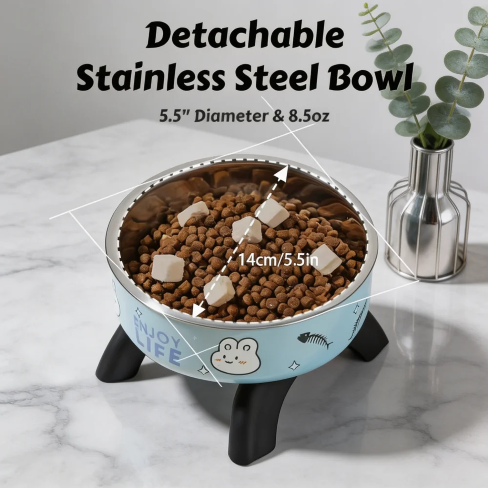 Elevated Stainless Steel Pet Bowl with Anti-Slip Base