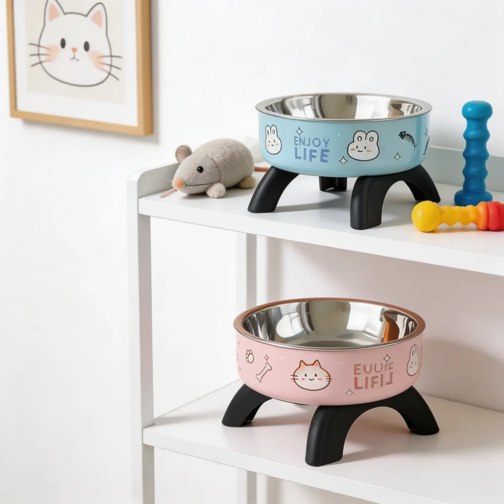 Elevated Stainless Steel Pet Bowl with Anti-Slip Base