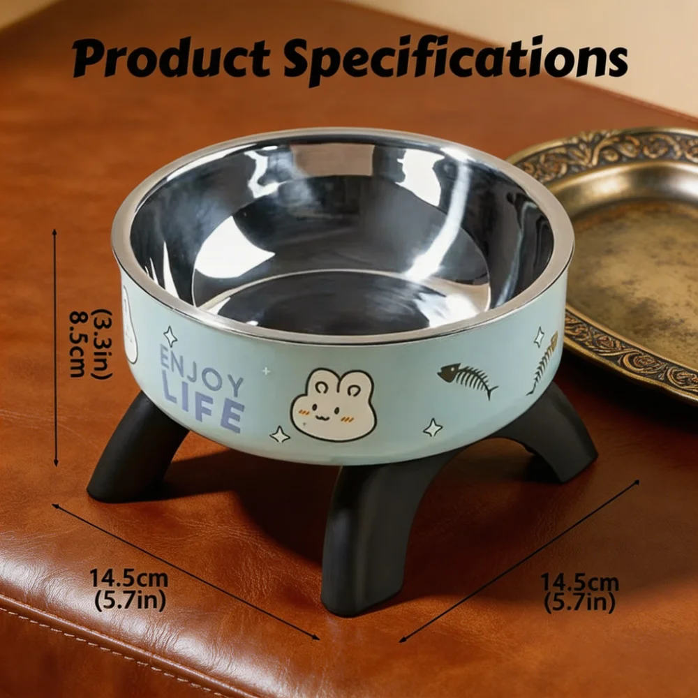 Elevated Stainless Steel Pet Bowl with Anti-Slip Base