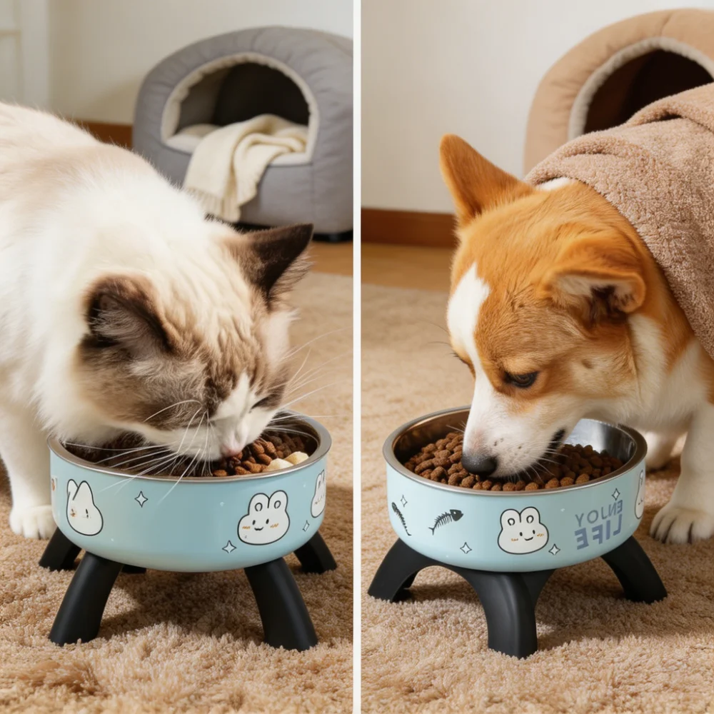 Elevated Stainless Steel Pet Bowl with Anti-Slip Base