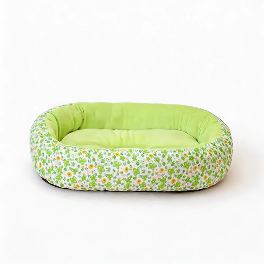 Floral Cuddler Pet Bed with High Bolster Walls