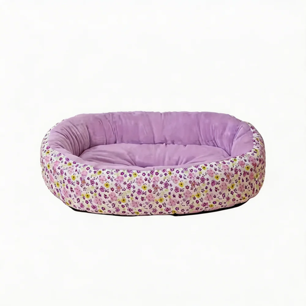 Floral Cuddler Pet Bed with High Bolster Walls
