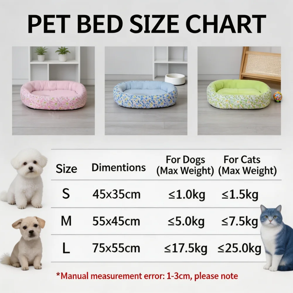 Floral Cuddler Pet Bed with High Bolster Walls