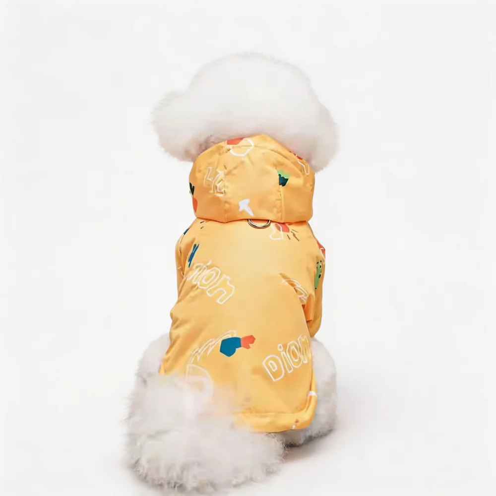 Full Coverage Fashion Print Pet Rain Jacket with Leash Hole