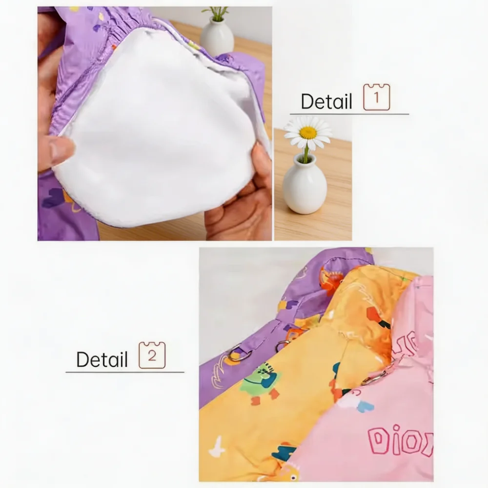 Full Coverage Fashion Print Pet Rain Jacket with Leash Hole