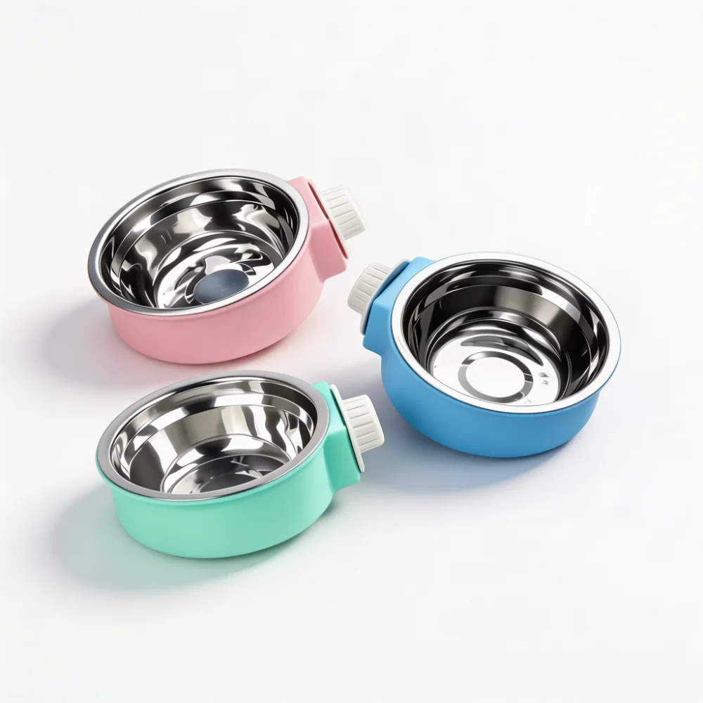 Hanging Cage Pet Bowl with Stainless Steel Inner Bowl