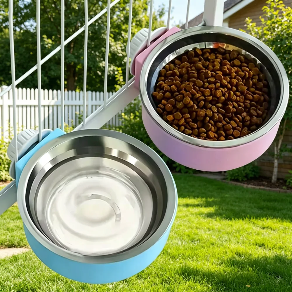 Hanging Cage Pet Bowl with Stainless Steel Inner Bowl