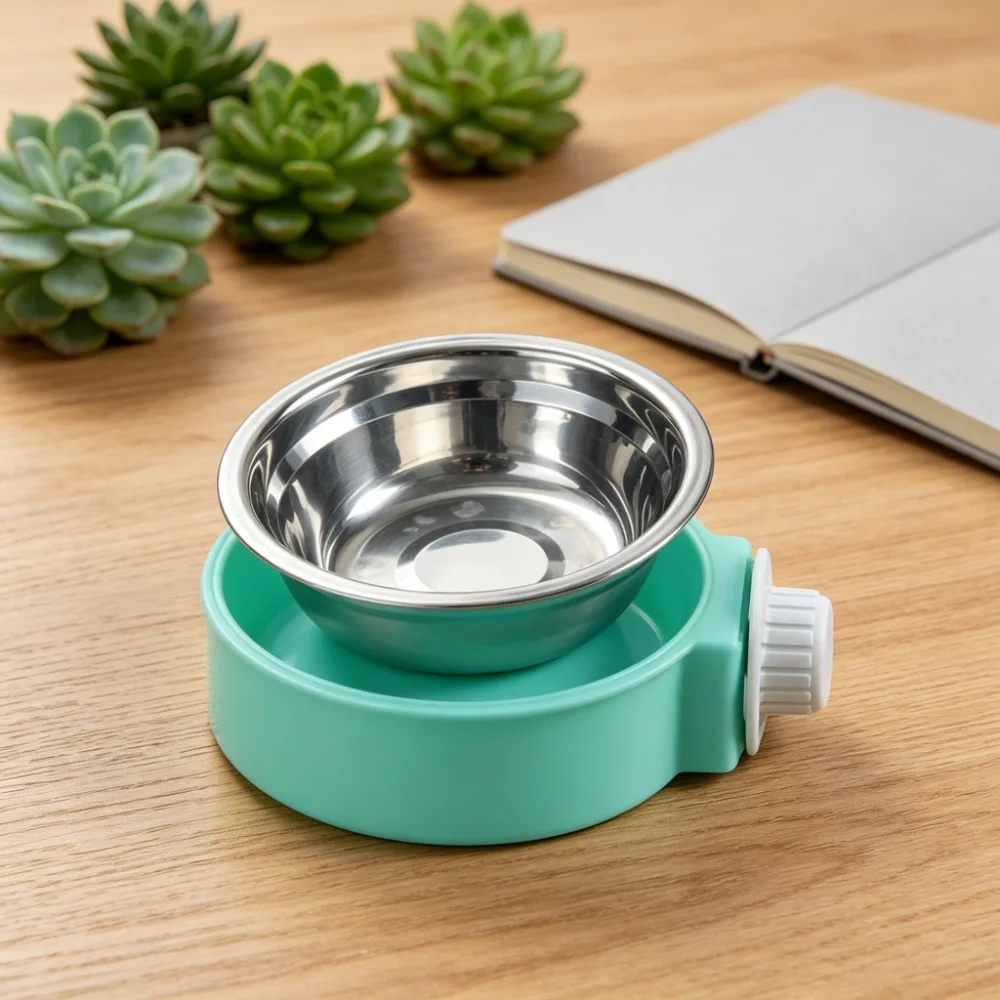 Hanging Cage Pet Bowl with Stainless Steel Inner Bowl