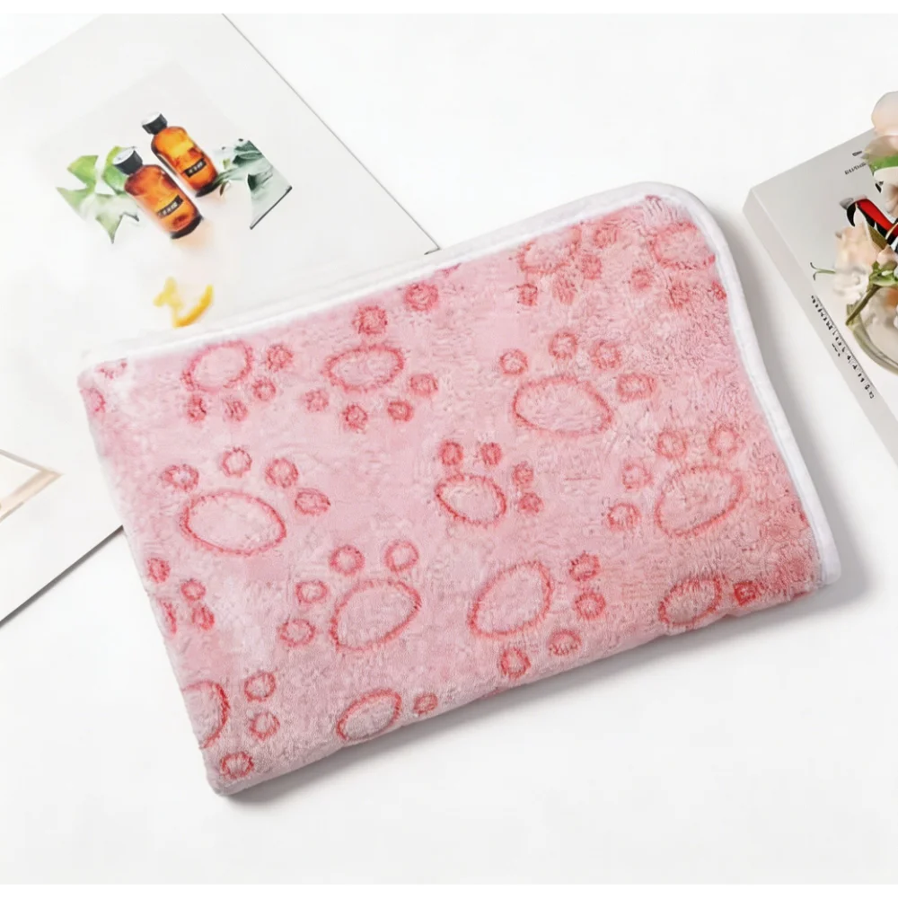 Pet Bath Towel with Paw Print Design