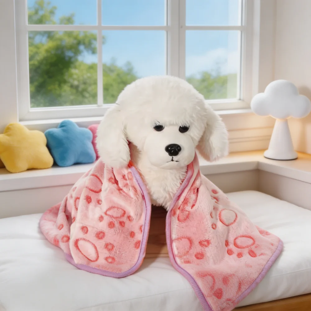 Pet Bath Towel with Paw Print Design