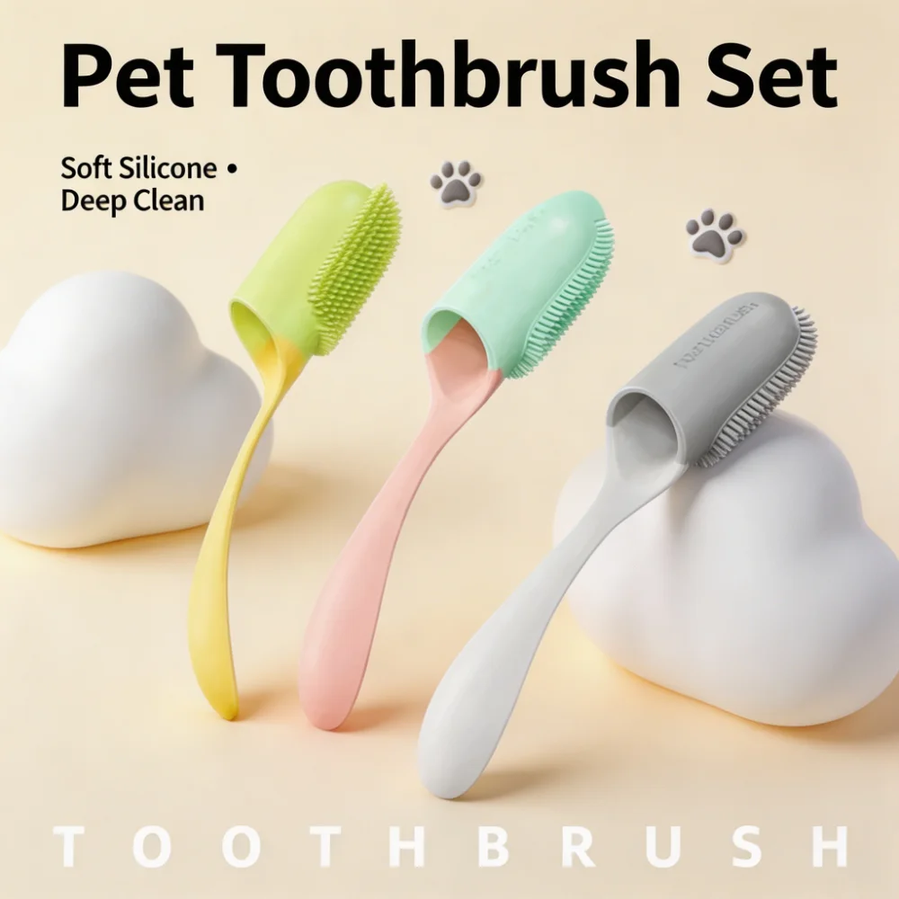 Pet Finger Toothbrush 360° Deep Cleaning Soft Silicone Bristles