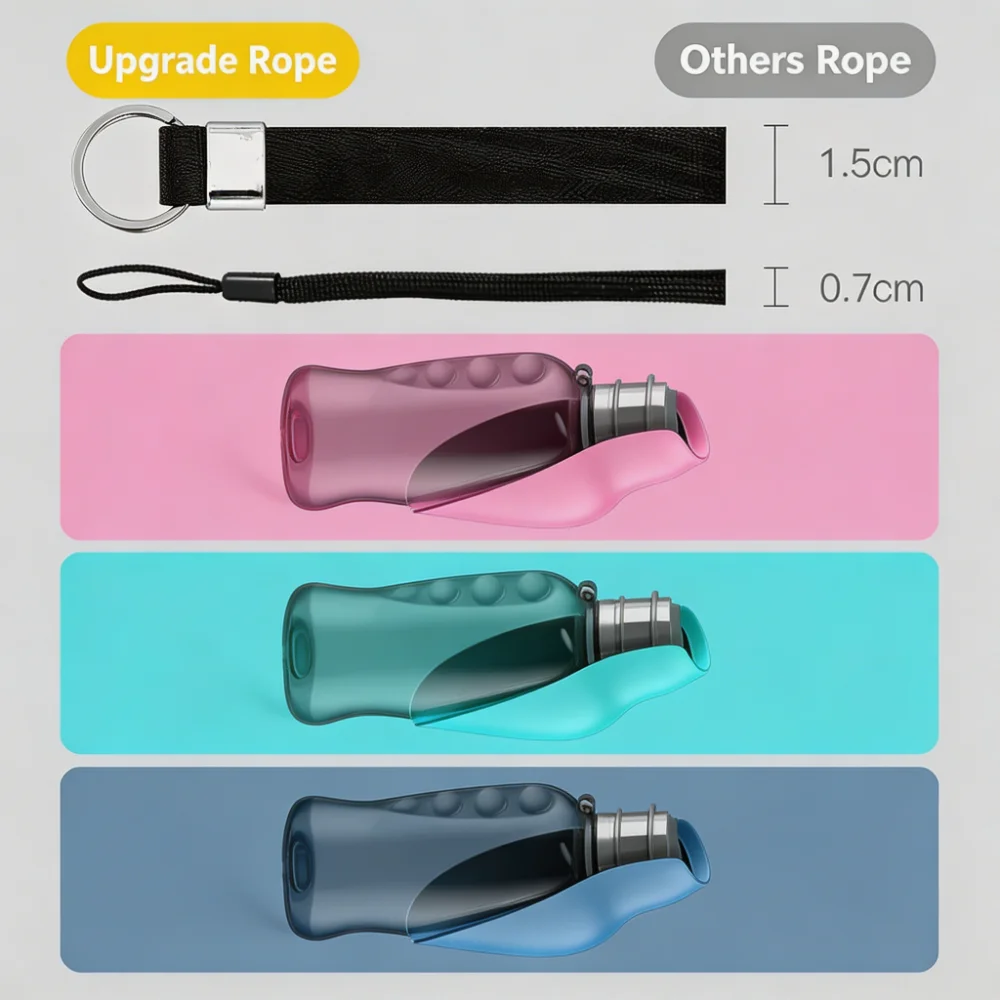 Portable Foldable Pet Water Bottle with Leaf-Shaped Silicone Trough